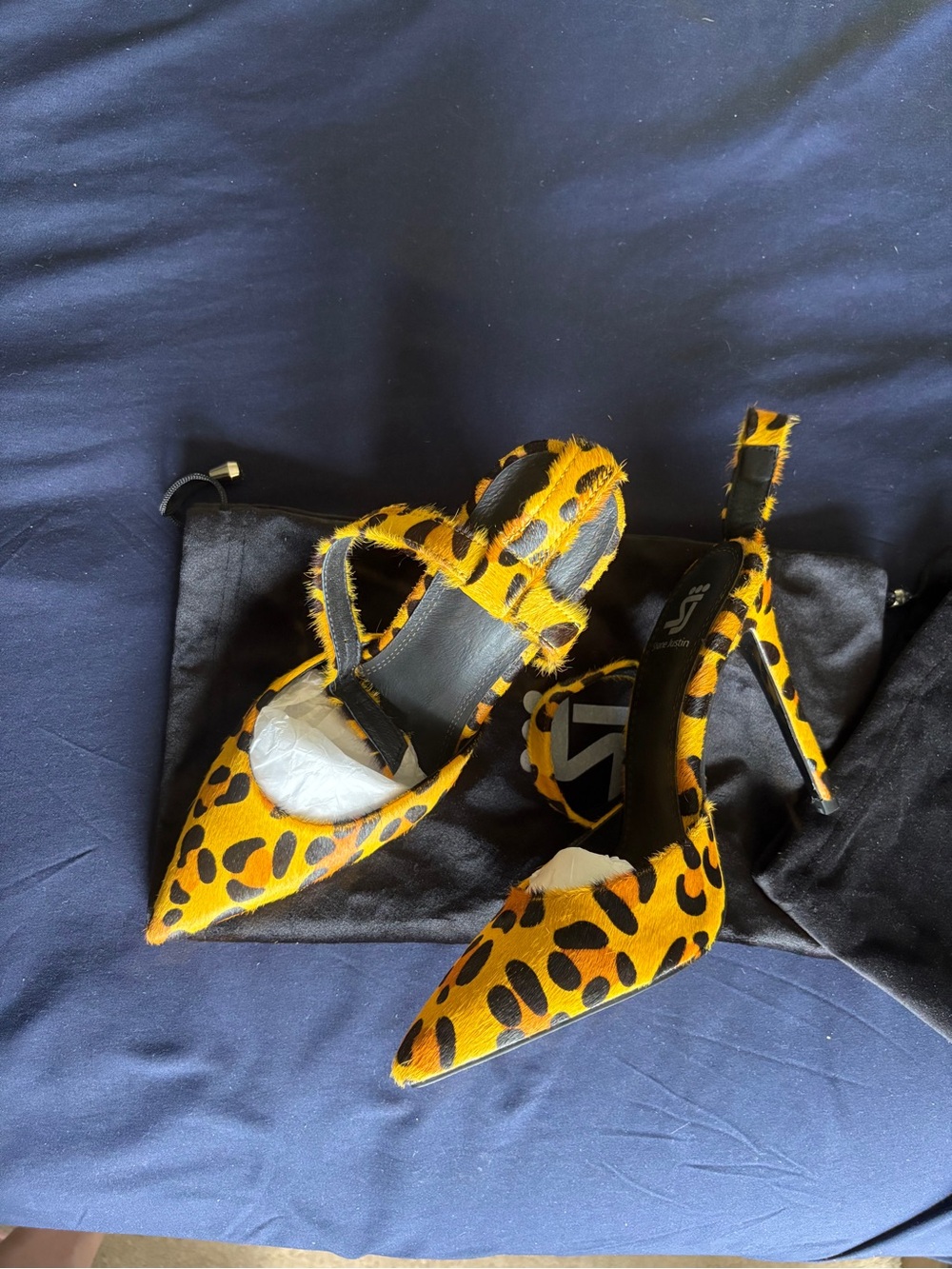 Leopard Print Pointed Toe High Heels - Yellow/Black
